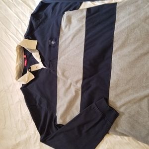 Izod Grey and Blue Rugby Shirt 2XL Tall